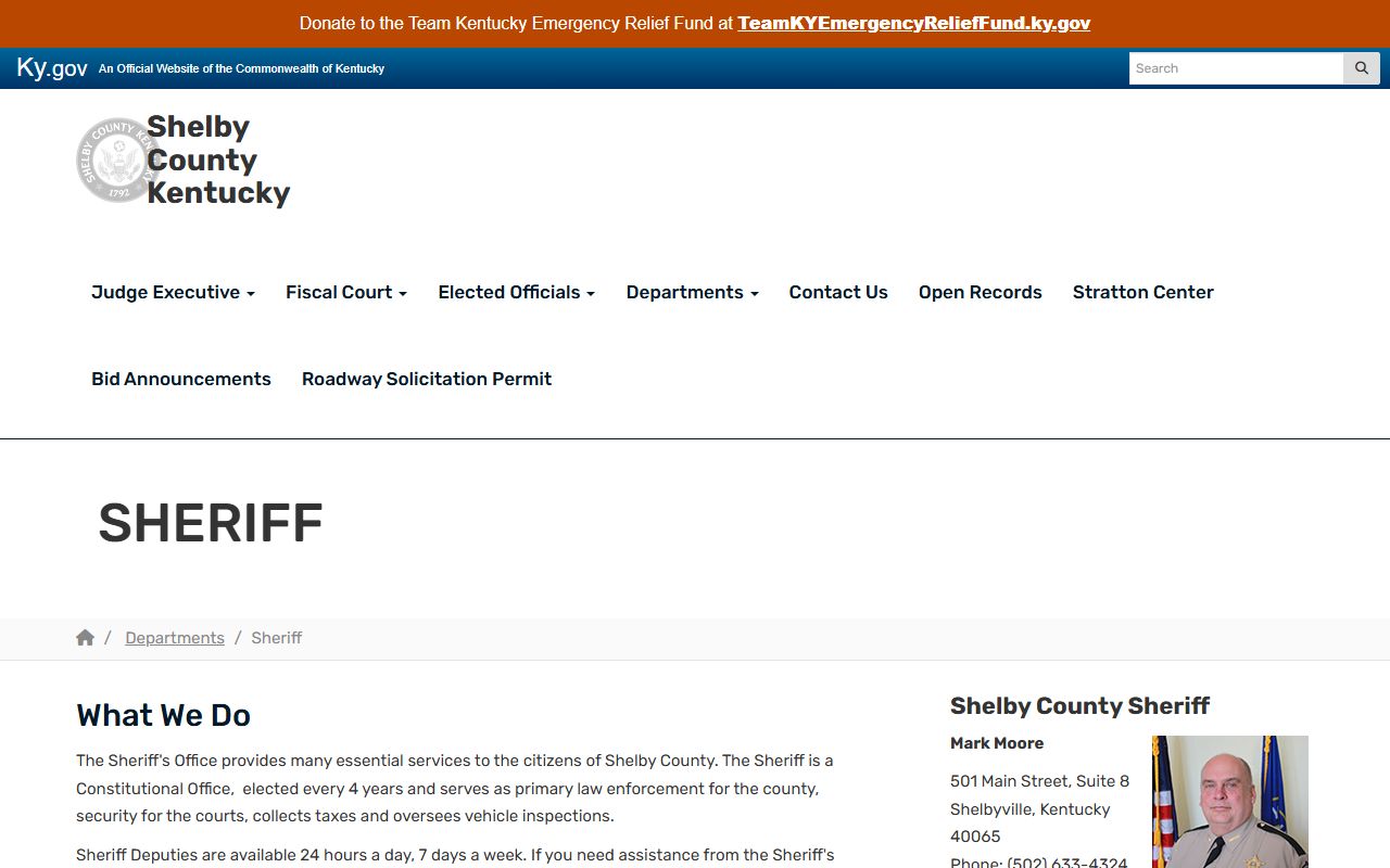 Shelby County arrest records and Sheriff official page