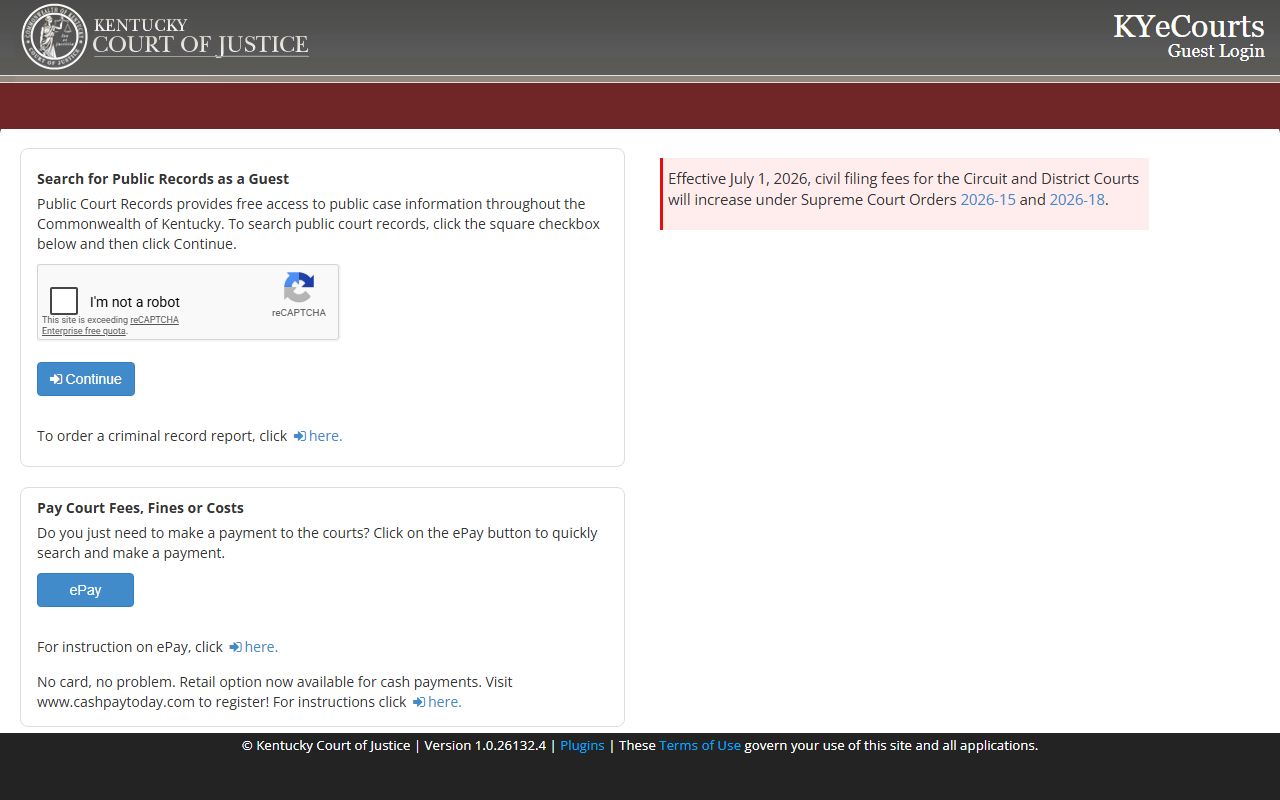 Shelby County court dockets and KYeCourts guest case access