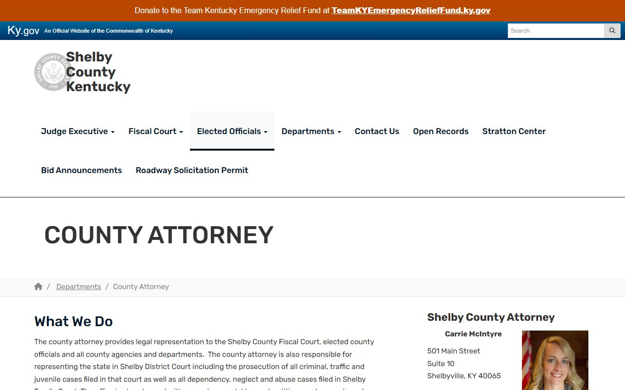 Shelby County Circuit Court and District Court County Attorney prosecution duties