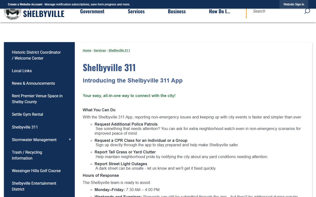 Shelby County Circuit Court records Shelbyville 311 local service context