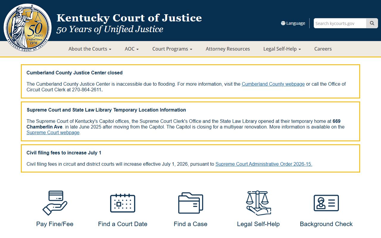 Shelby County court records Kentucky Court of Justice home page