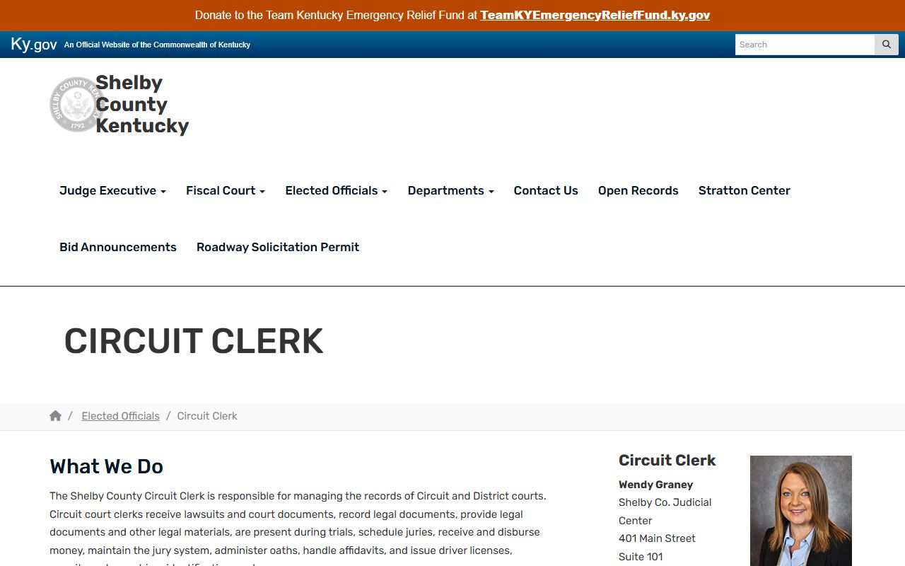 Shelby County court records Circuit Clerk source page
