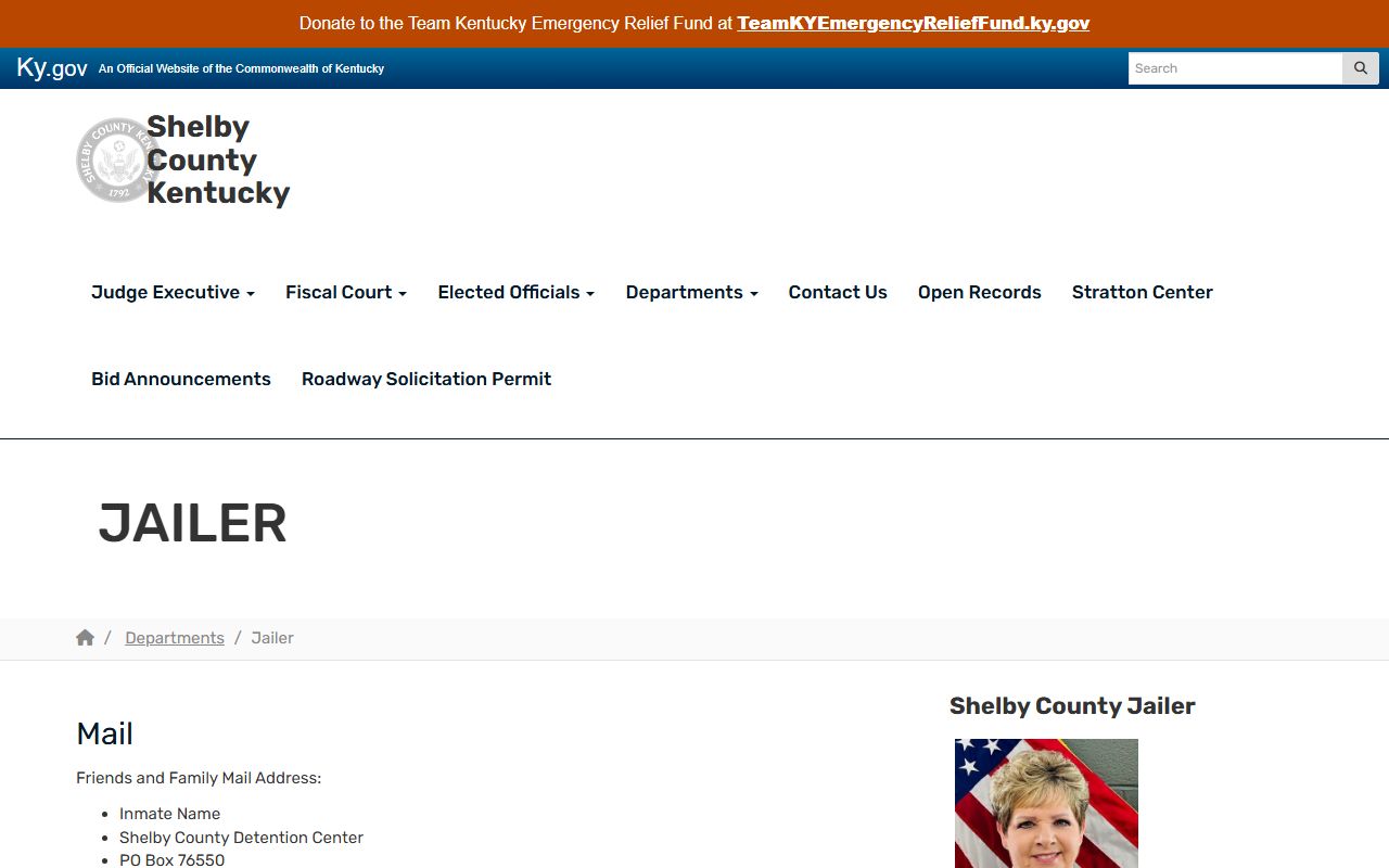 Shelby County inmate records official jailer detention center page