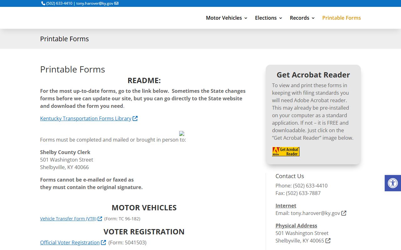 Shelby County marriage and divorce records printable forms