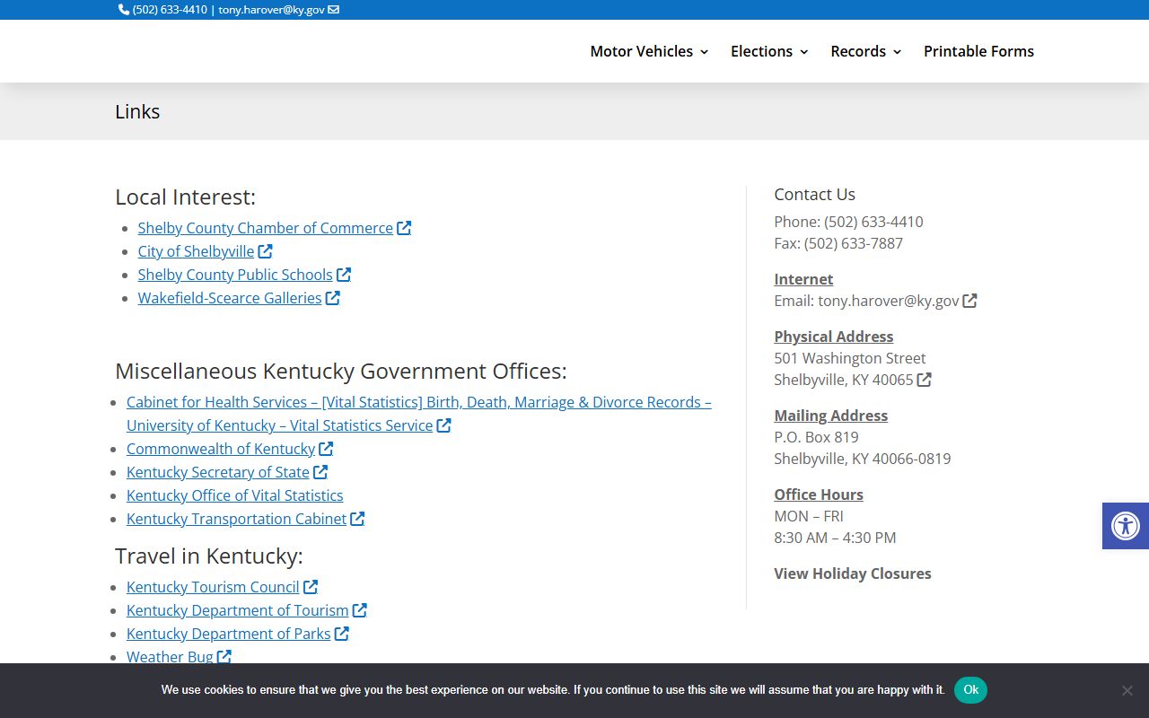 Shelby County probate records county clerk links page