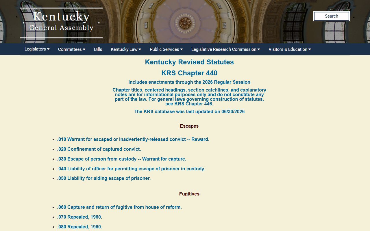 Shelby County warrant records Kentucky extradition statute chapter